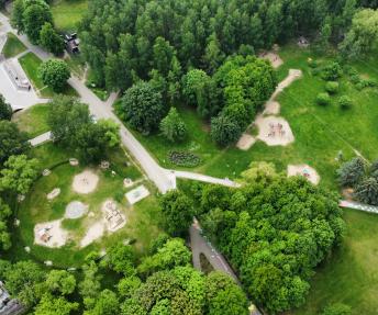Alytaus Jaunimo parkas iš viršaus.